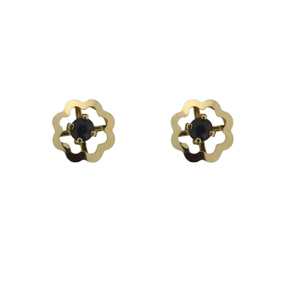 Boucles D'oreilles Fleurs En Or Avec Saphirs Et Diamants - Occasion
