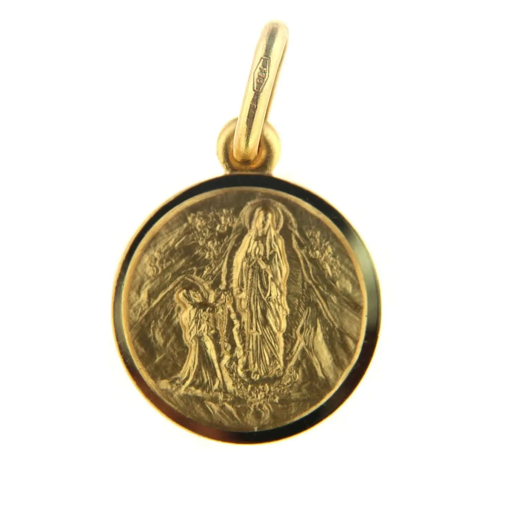 18K Solid Yellow Gold Our Lady of Lourdes Small Medal – Amalia J & Boutique