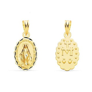 18K gold christening jewelry: Miraculous Medal baptism gift