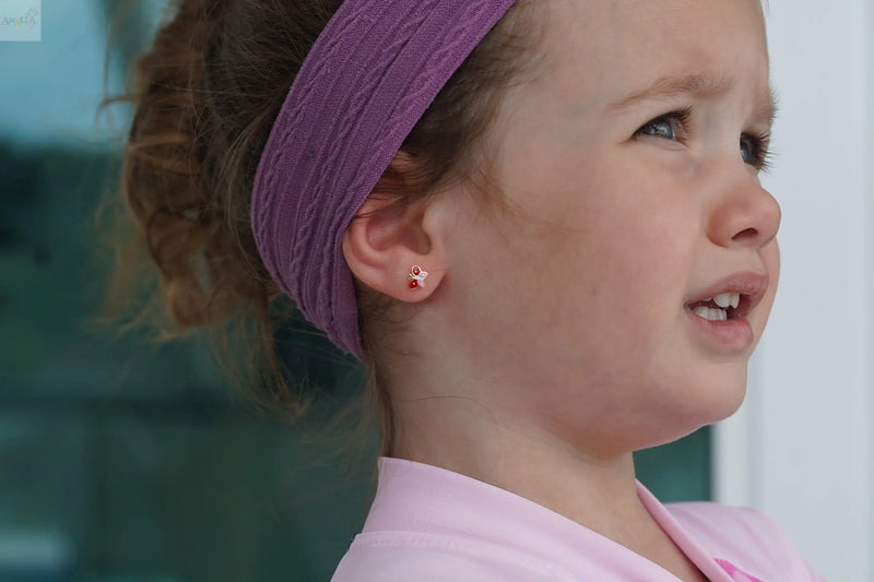 Kids Baby Earrings Amalia fine jewelry collection , aretes de nina en oro hypoallergenico , aretes de oro para bebe