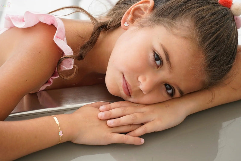 Personalized-18K-Gold-ID-Bracelets-for-Kids-Babies.-Hypoallergenic .Escalvas de oro para bebe y ninas