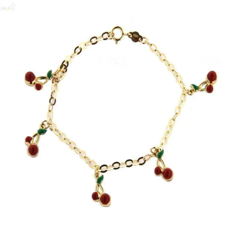 Pick Your Fruit Jewelry Collection: Fresh & Fun Enamel Designs, Cherry bracelet picture