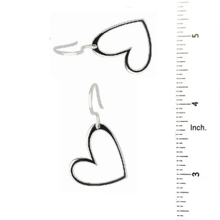 Sterling Silver Large Open Heart Dangle Earrings