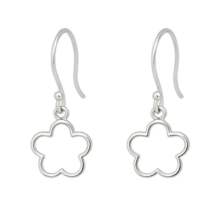 Sterling Silver Smal Open Flower Dangle Hook Earrings