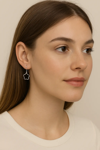 Sterling Silver Smal Open Flower Dangle Hook Earrings