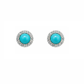 18K Yellow Gold Turquoise and Zirconia Screwback Earrings