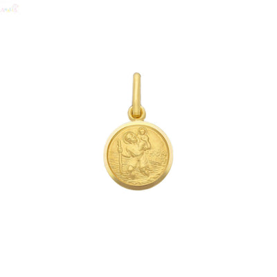 Anhänger mit Medaille des Heiligen Christophorus aus 18 Karat massivem Gelbgold, 11 mm