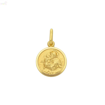 Medalha de Santo Antônio em Ouro Amarelo Maciço 18K, 13 e 11 mm. Pingente