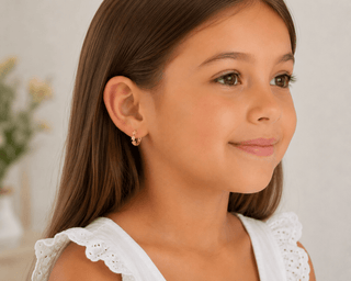 18K Yellow Gold Polished Stars Hinged Hoop Huggie Earrings 