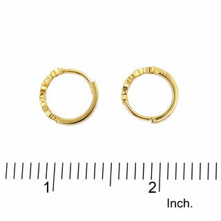 18K Yellow Gold Polished Stars Hinged Hoop Huggie Earrings 