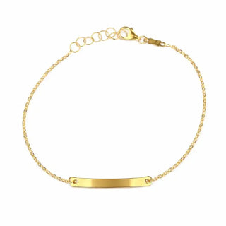 18k Solid Yellow Gold Thin Plate Id Bracelet 7 inches