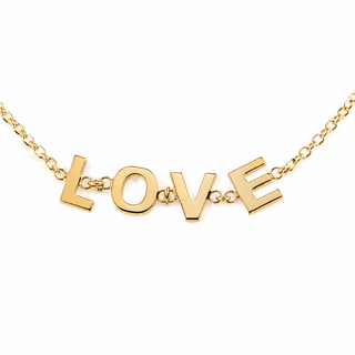 18K Yellow Gold Polished LOVE Bracelet with Block Letters