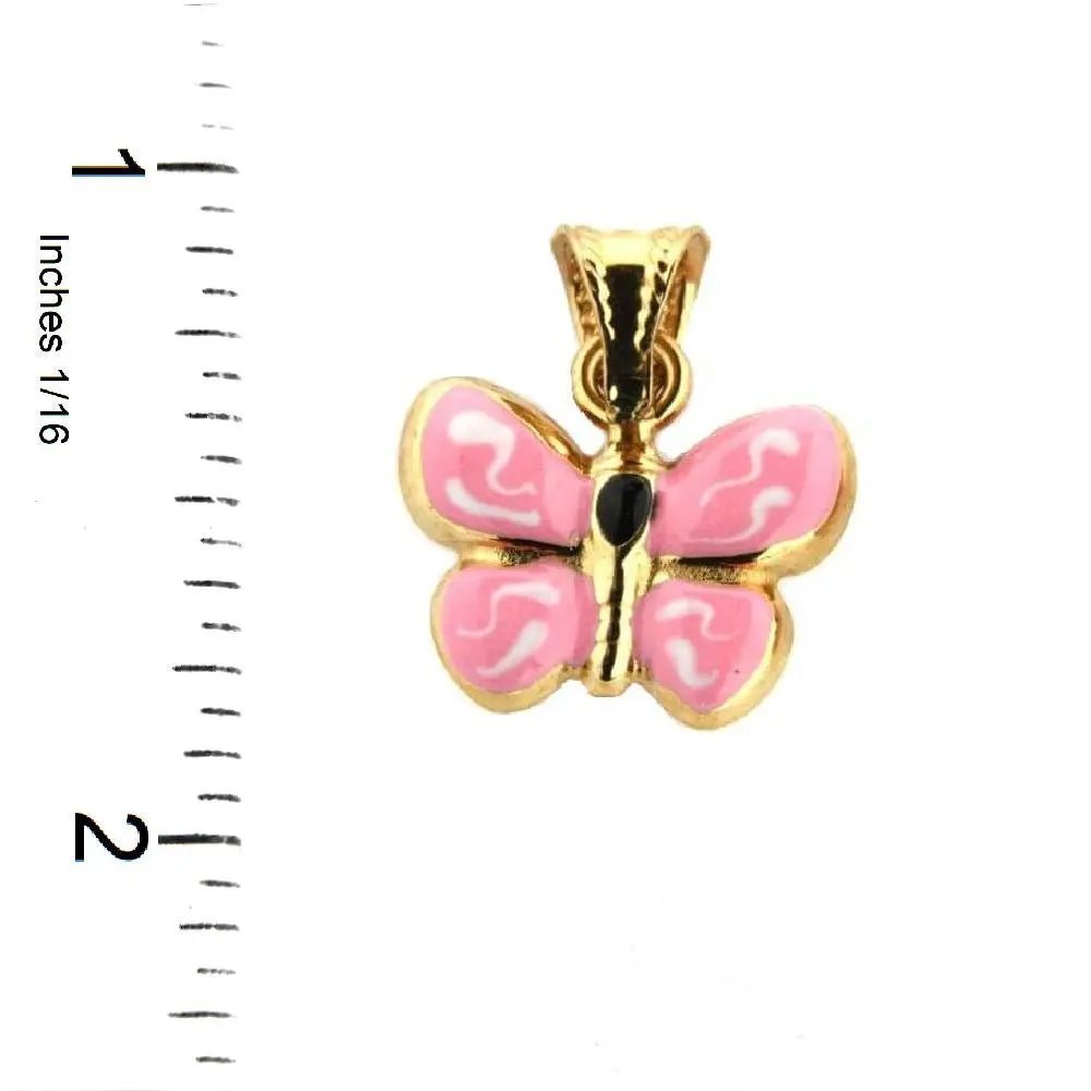 Pendentif Papillon En Or Jaune 18k Avec Diamants Naturels Et émail – Charme Réversible Personnalisable