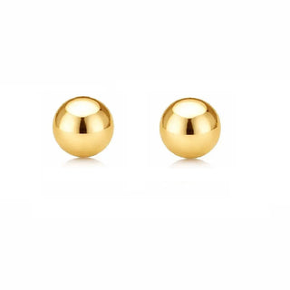 18K Solid Yellow Gold 5mm Ball Covered Screwback Earrings
