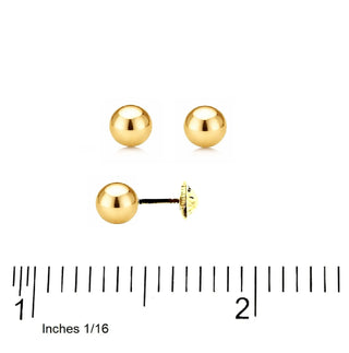 18K Solid Yellow Gold 6 mm. Ball Covered Screwback Earrings