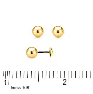 18K Solid Yellow Gold 7mm Polished Ball Screwback Earrings