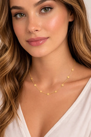 18K Solid Yellow Gold Polished Alternating Circles Necklace