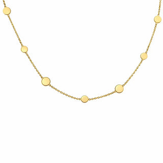 18K Solid Yellow Gold Polished Alternating Circles Necklace