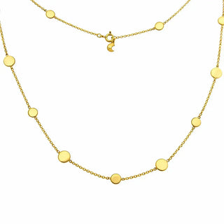 18K Solid Yellow Gold Polished Alternating Circles Necklace