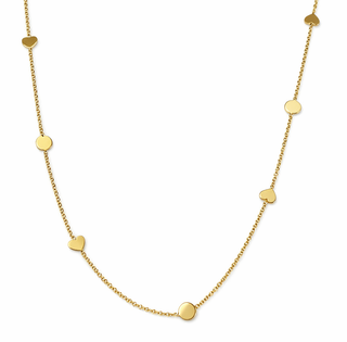 18K Yellow Gold Alternating Circles and Hearts Polished Necklace