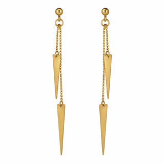 18 Karat Massives Gelbgold Dünne Polierte Dreiecke Hängende Ohrringe