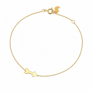 18K Solid Yellow Gold Polished Small Arrow Chain Bracelet