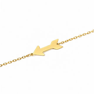 18K Solid Yellow Gold Polished Small Arrow Chain Bracelet