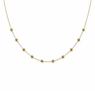 18K Solid Yellow Gold Polished Center Mini Beads Chain