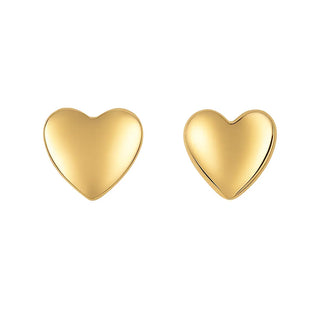18K Yellow Gold Polished Convex Heart Post Earrings