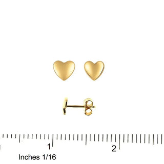 18K Yellow Gold Polished Convex Heart Post Earrings