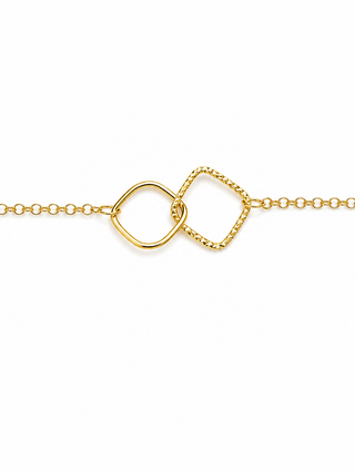 18K Solid Yellow Gold Double Rhombus Center Chain Bracelet
