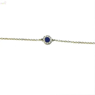 18K Solid Yellow Gold Turquoise and Diamond Bracelet