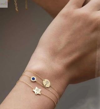 18K Solid Yellow Gold Turquoise and Diamond Bracelet