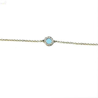 18K Solid Yellow Gold Turquoise and Diamond Bracelet