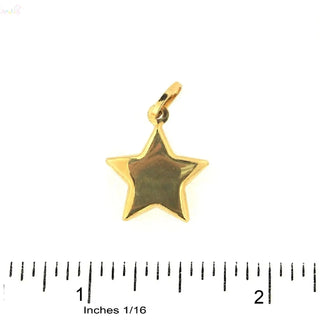 18K Solid Yellow Gold Polished Large Hollow Star Pendant