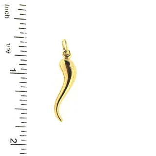 18K Solid Yellow Gold Polished Puffy Large Horn Pendant