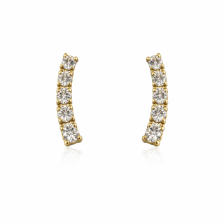 18k Yellow Gold Cubic Zirconia Ear Climber Crawler Post Earrings