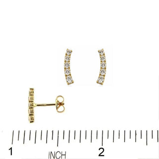 18k Yellow Gold Cubic Zirconia Ear Climber Crawler Post Earrings