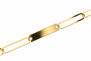 18k Gold Flat Paper Clip Open and Closed Links Bracelet