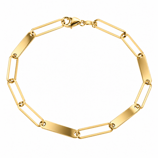18k Gold Flat Paper Clip Open and Closed Links Bracelet