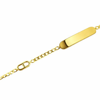 18K Yellow Gold Marine links and Curb chain ID Bracelet 