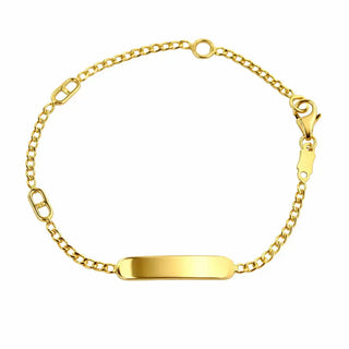 18K Yellow Gold Marine links and Curb chain ID Bracelet 