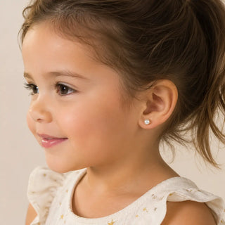18K Solid Gold 4mm Cultivated Pearl Screwback Earrings