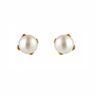 18K Solid Gold 4mm Cultivated Pearl Screwback Earrings