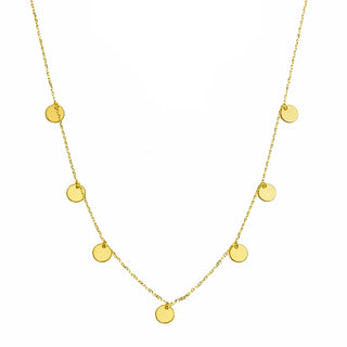 18K Solid Yellow Gold Polished Small Dangle Circle Necklace