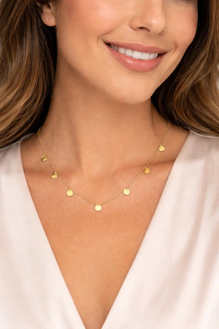 18K Solid Yellow Gold Polished Small Dangle Circle Necklace