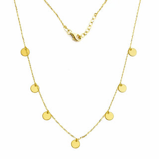 18K Solid Yellow Gold Polished Small Dangle Circle Necklace