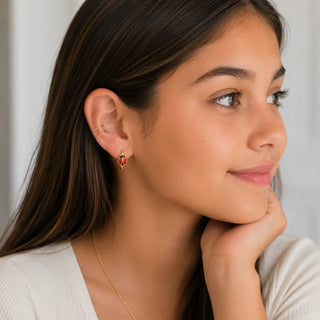 18K Solid Yellow Gold Open Ear Cuff Round Ends- Amalia Jewelry