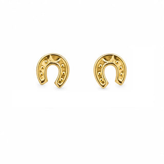 18K Solid Yellow Gold Small Horse Shoe Screwback Earrings