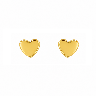 18K Solid Yellow Gold Heart Screwback Earrings 4mm